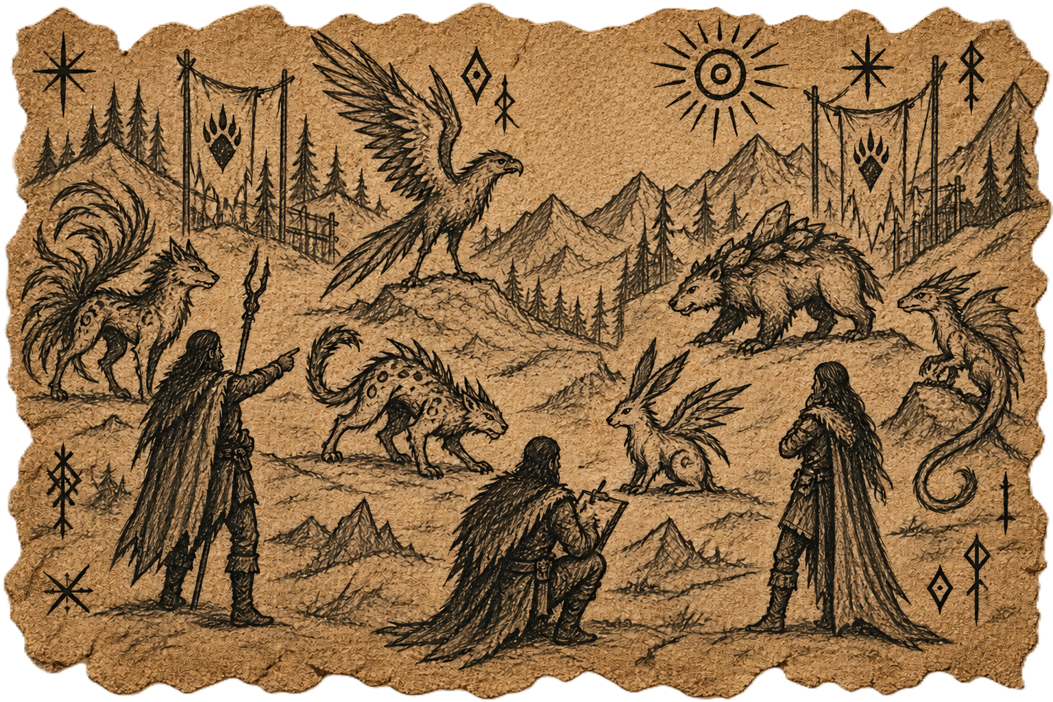 Ancient depiction of magical creatures