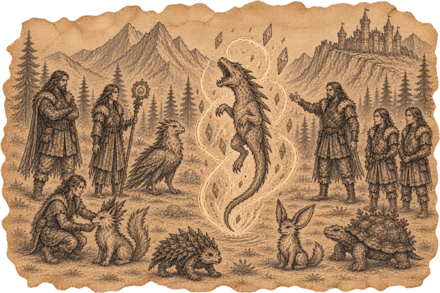 Ancient depiction of magical creatures